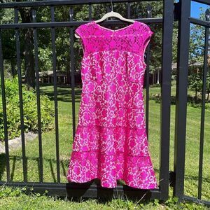 Kay Unger Tiered Lace Cocktail Dress